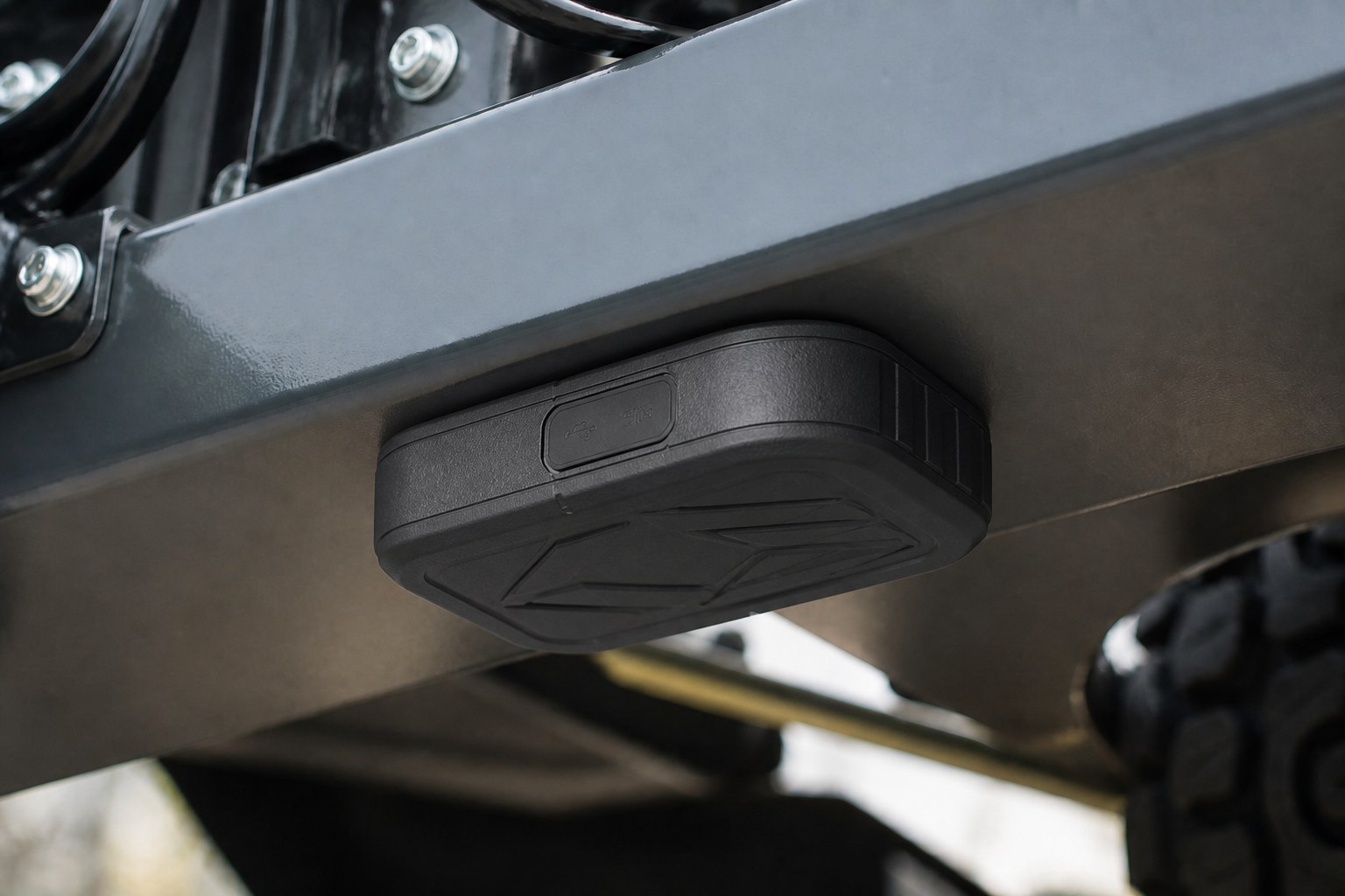 Balise GPS ST-925L aimantée sous un engin agricole